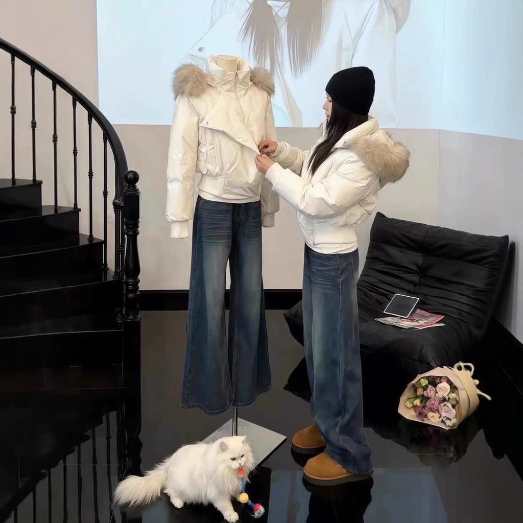 Big fur collar hooded short cotton-padded women's winter new thickened cotton-padded jacket slim-fitting cotton-padded jacket