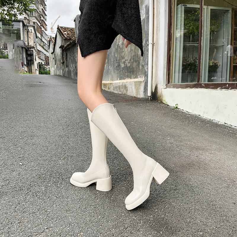 Knight boots women's autumn and winter new high boots but knee boots thick high heel temperament thin boots children