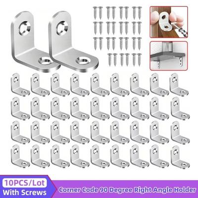 10pcs Stainless Steel Right Angle Corner Brace 90 Degree Stable Connector Angle Bracket Small Size Furniture Connector