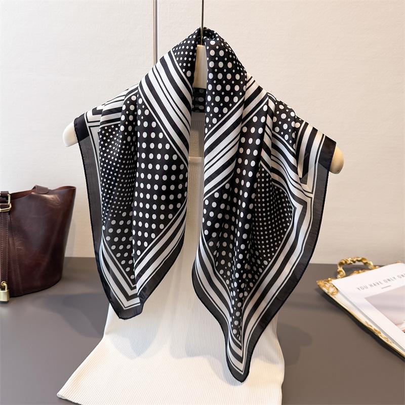 Geometrik renk uyumu eşarp renk uyumu çiçekli ipek eşarp imitasyon ipek kadın kare eşarp 71x71cm başörtüsü şal seyahat eşarbı
