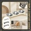 Elevated Triple Stainless Steel Pet Bowl Stand Foldable Adjustable Feeder for Small Dogs and Cats Detachable Food and Water Bowls for Feeding Station