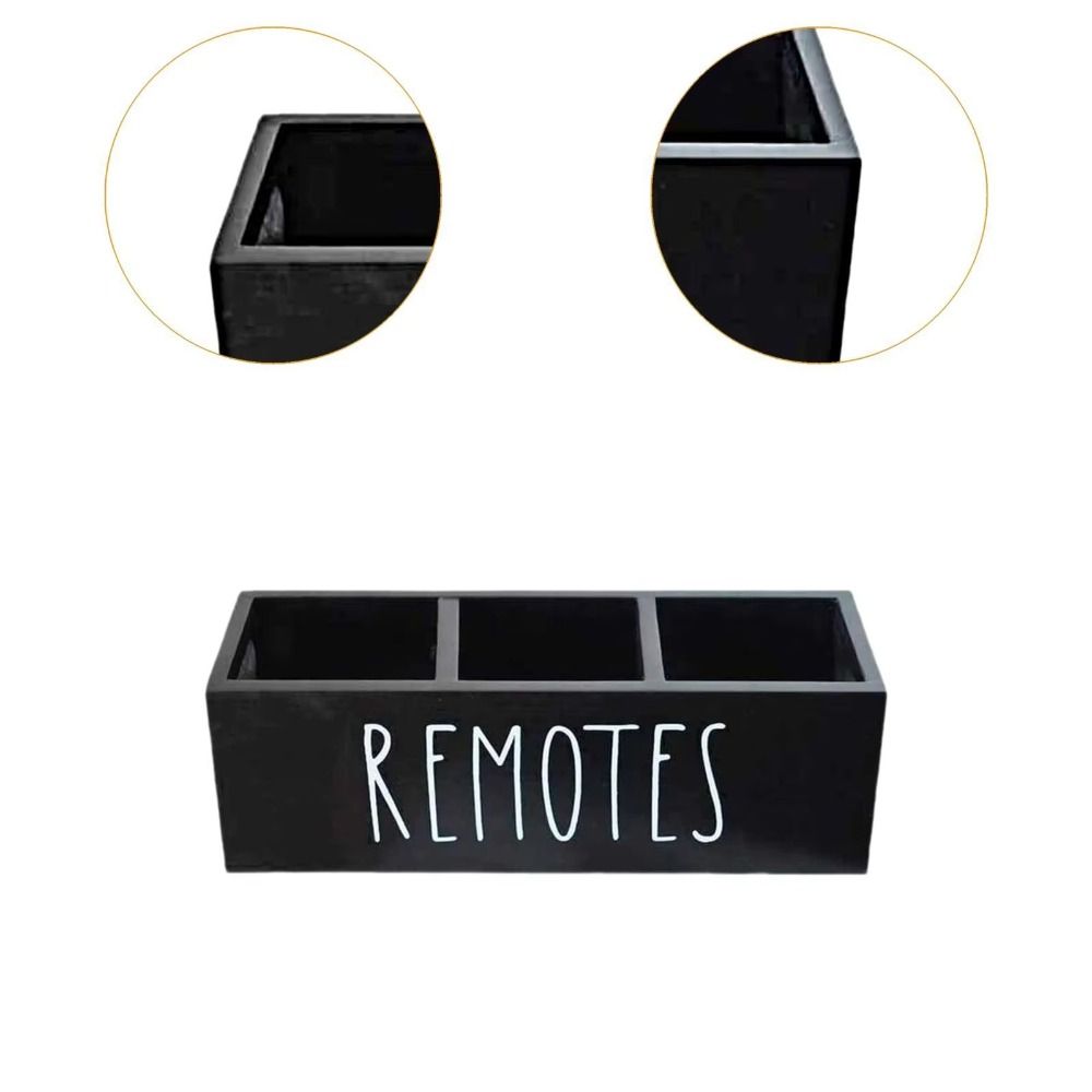 With Handle Desktop Storage Box Solid Wood Pencils Holder Black Desktop Organizer  Office