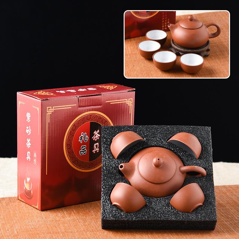 Purple Sand Tea Set Xishi Pot Set 1 Pot 4 Cups Chinese Tea Sets Coffeeware Teaware Teapot Ceramic and Pottery Teacups Gaiwan Bar