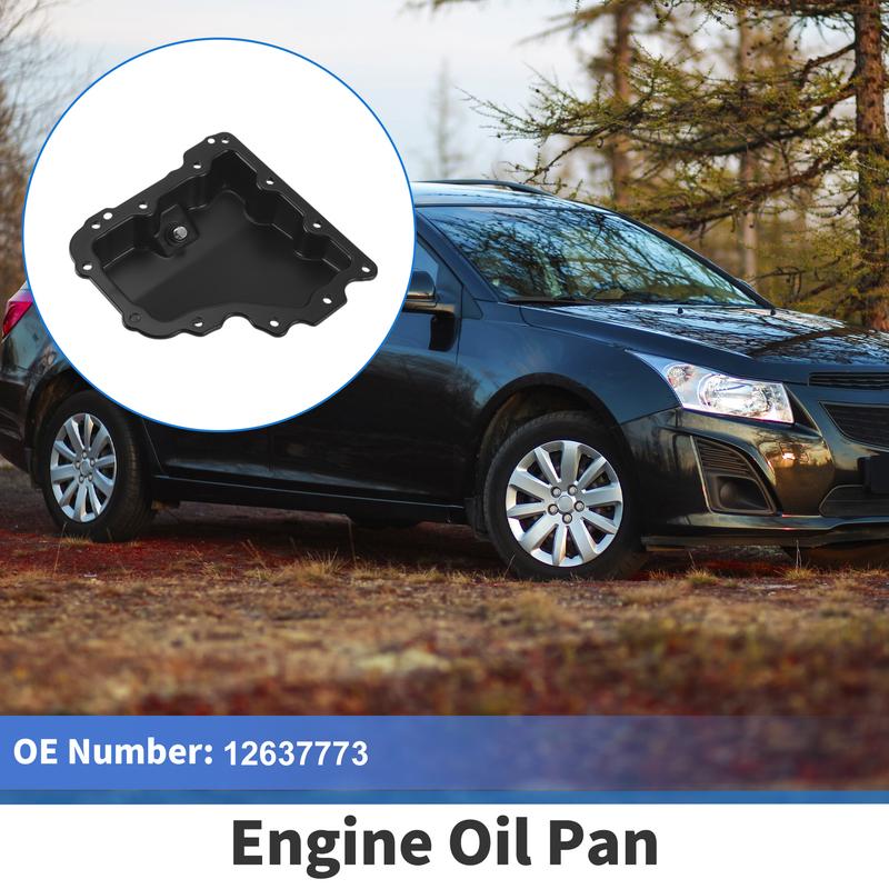 UXCELL No.12637773 Engine Oil Pan Oil Pan Sump Transmission Oil Pan for Chevrolet Cruze 2016-2018 Aluminum Alloy Black