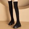 Stiefel mit dicker Sohle Damenstiefel Herbst und Winter neue Stiefel kleine dünne Stiefel dicker Absatz Kniestiefel