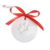 Pet Paw Print Christmas Ornament Kit 2 Pcs Dog/Cat DIY Hanging Souvenir with Customization Tools And Display Stand Clay Pawprint Keepsake Lover
