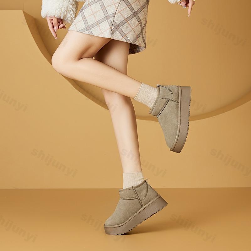 Winter Women Snow Boots 2026 Plush Warm Anti Slip Comfortable Ankle Boots Fluffy Round Toe Platform Windproof Cotton Boots