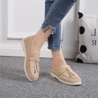 Nieuwe Dames Loafers Schoenen Casual Platte Schoenen Leer Kasjmier Enkele Schoenen Dames Wandelen Antislip Chaussure Femme