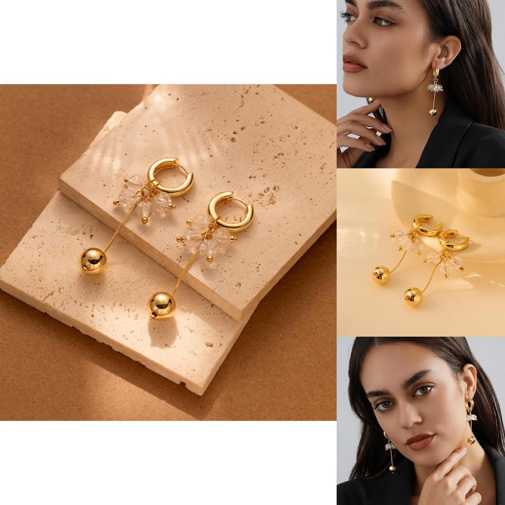 Modern Long Gold Chain Earrings For Women Featuring Geometric Alloy Design
