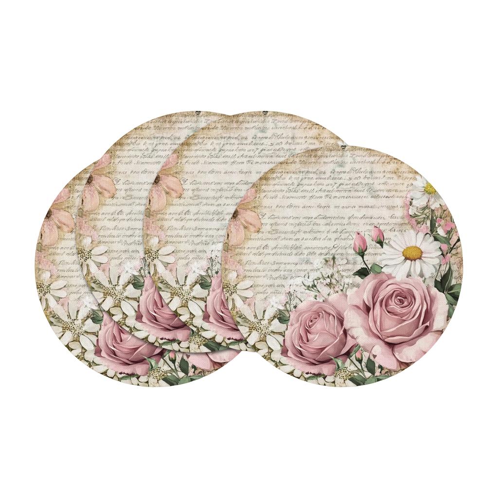 Runder Platzset mit Osterblumen- und Hasendruck