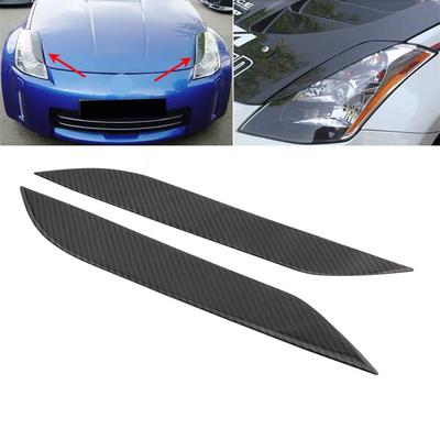 2ks Kryt očních víček světlometů z uhlíkových vláken Obočí pro Nissan 350Z 2003-2009