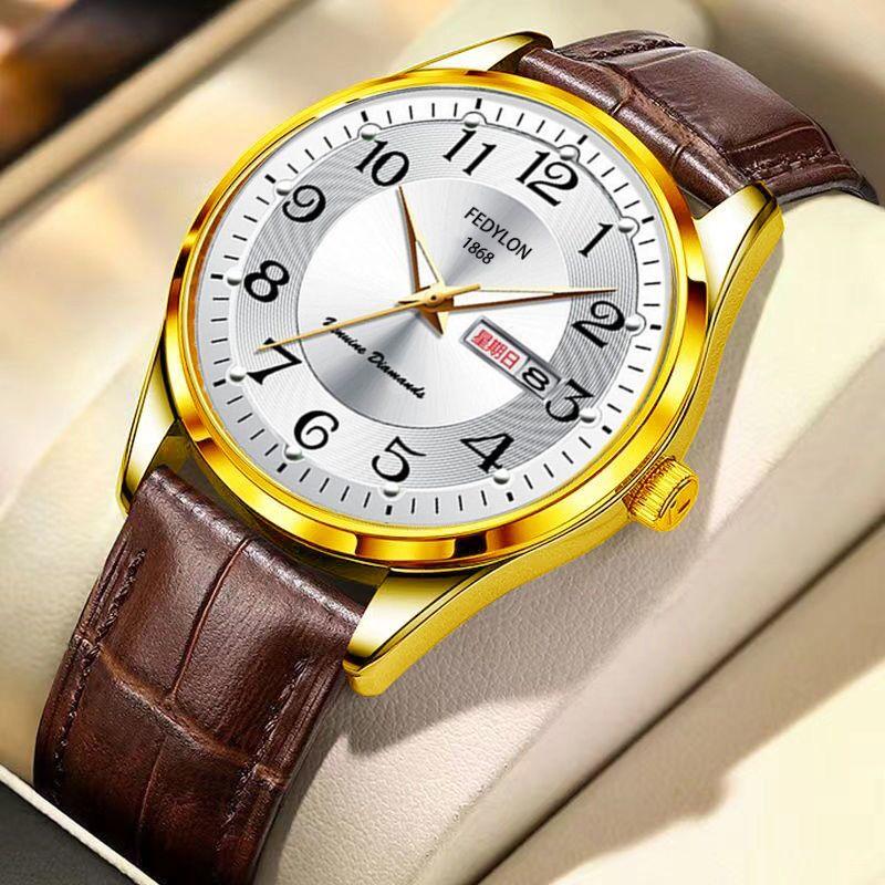 Ceas cu Mișcare Quartz Complet Automată pentru Bărbați, Luminos, Calendar, Rezistent la Apă, Ceas de Afaceri din Oțel pentru Persoane de Vârstă Mijlocie și Vârstnice