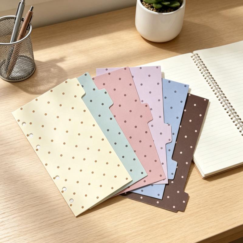 A6 PP Polka Dot Loose Leaf Index Partition Inner Core For Binder Planner Notebook Stationery Notebook Paper Divider Accessories