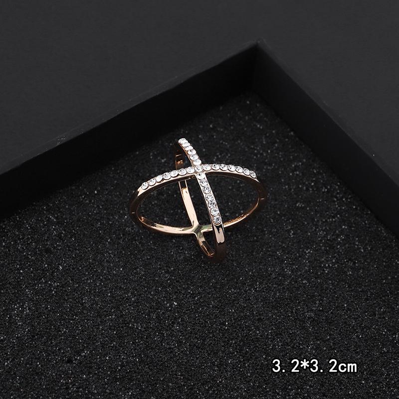 Fashion Pearl Rhinestone Brooches for Women Square Scarf Buckle Geometry Cross Brooch Pin Metal Ring Clothing Accessories