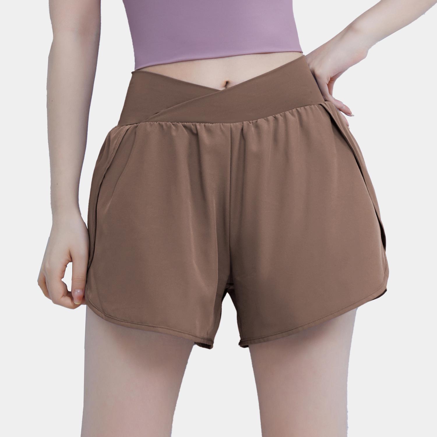 

Шорты для бега и йоги с высокой талией и быстрой сушкой - Свободные, Защищающие от просвечивания, Летний дизайн из двух частей XXL