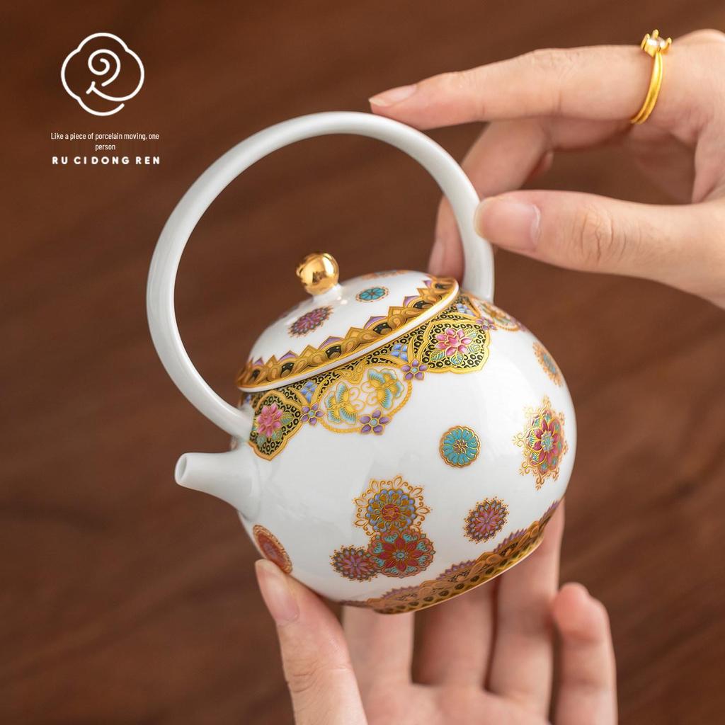Enamel Gongfu Tea Set - Elegant Gift for Elders, Leaders, Teachers, Parents, Housewarming, Retirement, or Birthday.