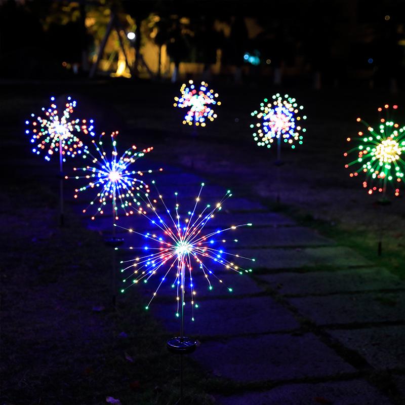 LED Solar Firework Garden Lights - Colorful Outdoor Decorative Copper Wire String Lights