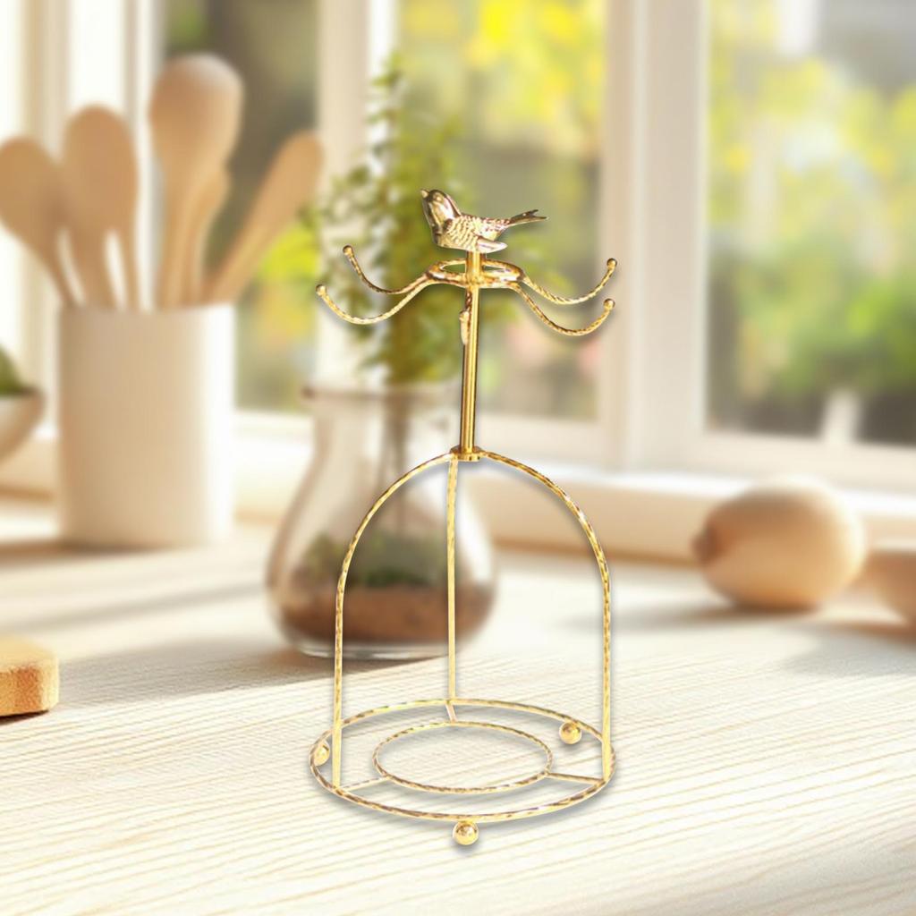 Metal Coffee Cup Stand Organizer Mug Holder Rack Space Saving Cup Cleanup Shelf Kitchen Countertop Display