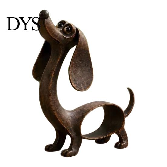 Vintage Iron Pet Decor Dachshund Figurine, Cute Puppy Sculpture, Artistic Modern Dog Statue for Outdoor Garden Indoor Table Rustic Balcony Metal Craft