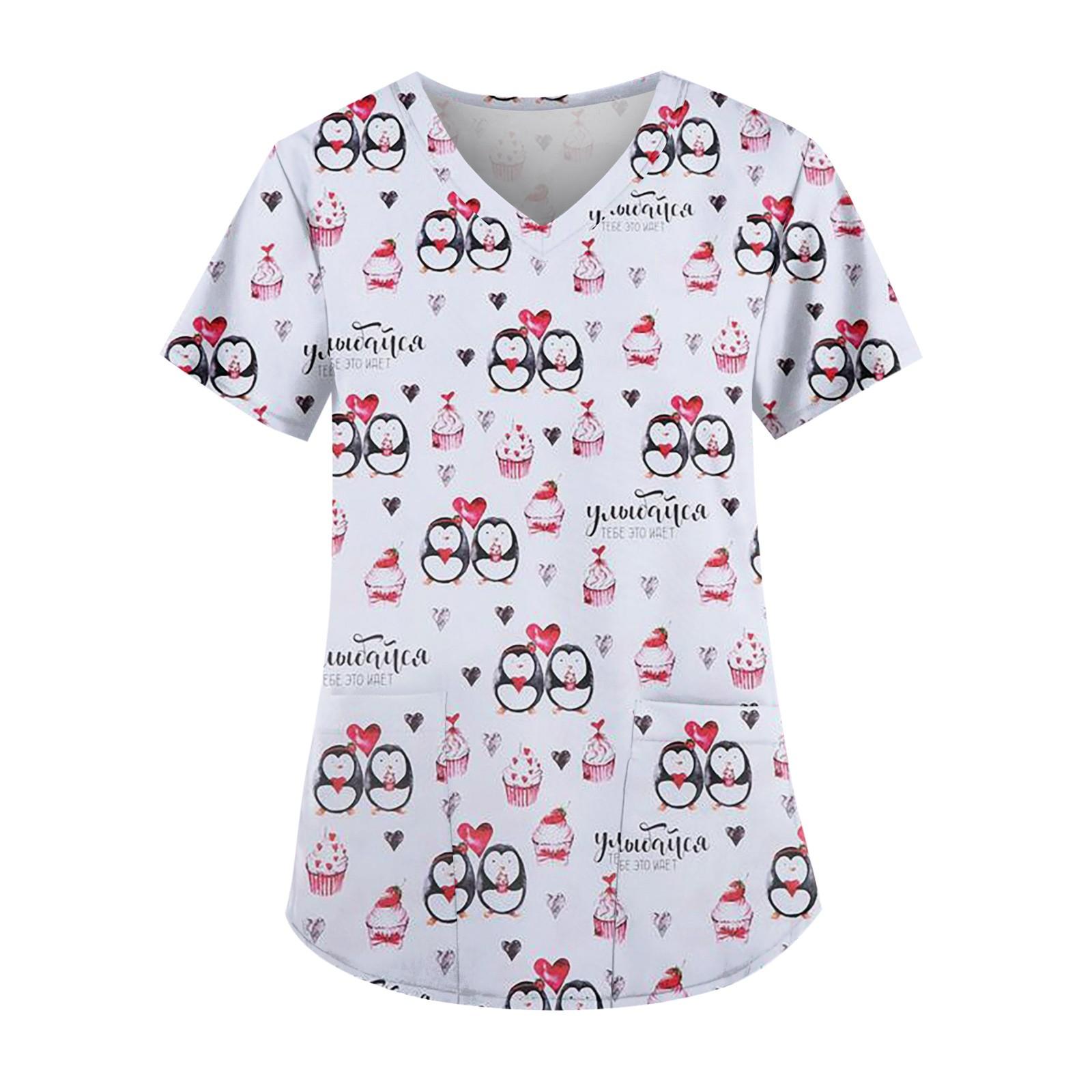 Женская мода V-образный вырез короткий рукав рабочая одежда с карманом рождественский — фото 10