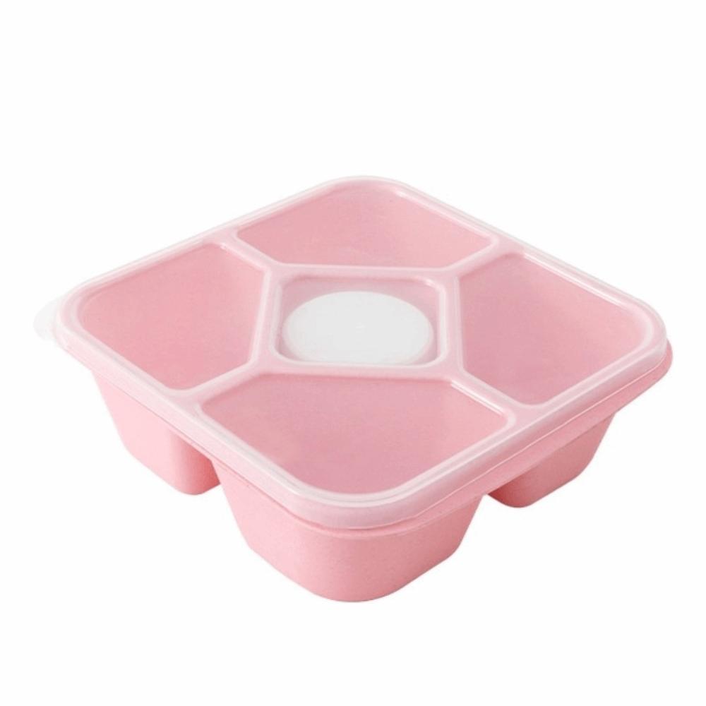 New Wheat Straw Snack Containers 5 Compartments Microwave Safe Food Storage Boxes Reusable Meal Prep Lunch Box for Adults