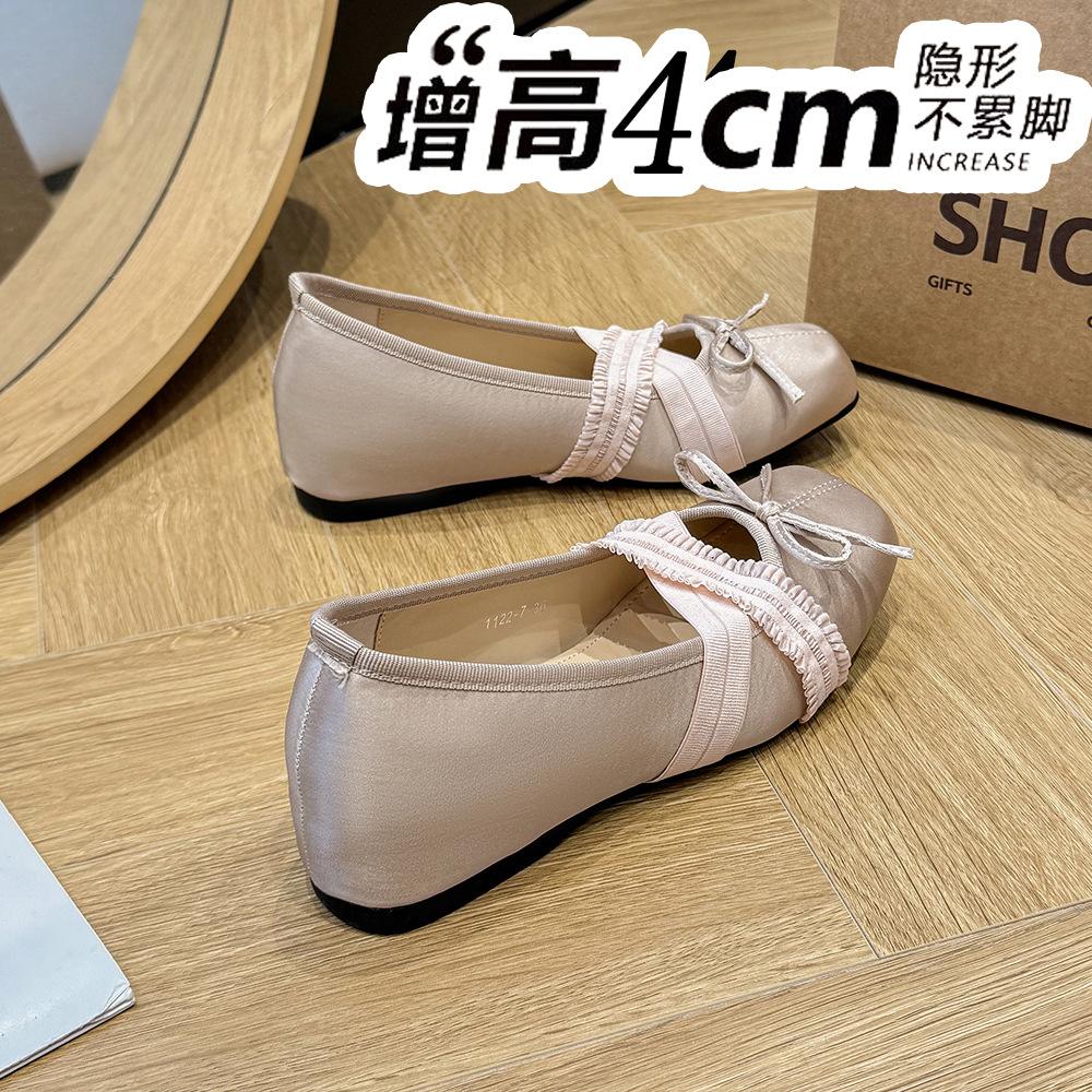 Bow Satin Ballet Shoes Women's 2026 Spring New Casual Mary Jane Shoes Flat Commuter Shoes