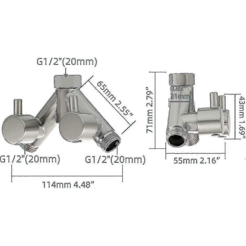 Brass Diverter Valve Shower Shut-off Valve 2-way Y Splitter 1/2 Inch For Shower Hose And Shower Head Chrome