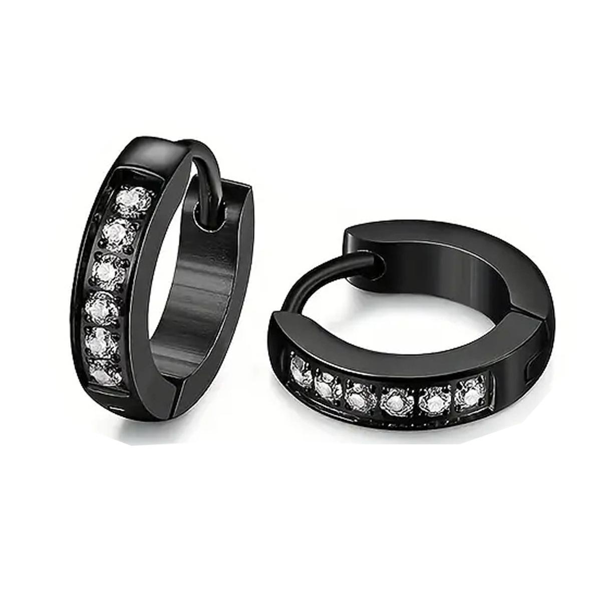 

Мужские и женские модные серьги с бриллиантами и белыми камнями Black 1 pair