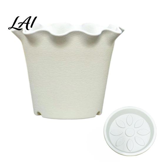 Plant Pots for Courtyard Large Flower with Drainage Holes And Tray Saucers Ruffled Edge Planter Decorative Home Indoor Outdoor Plants Creative