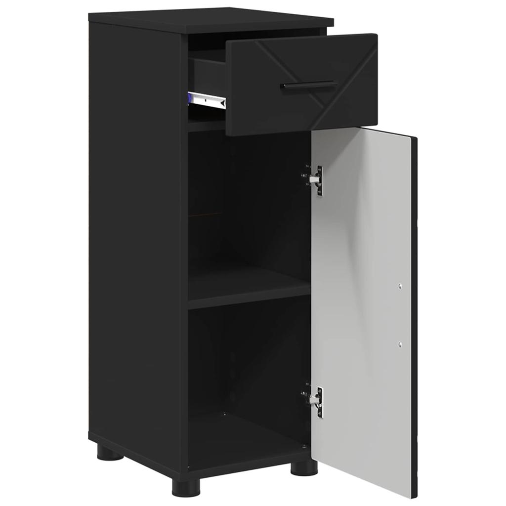 Bathroom Cabinet Black 30 x 35 x 80 cm Engineered Wood Metal