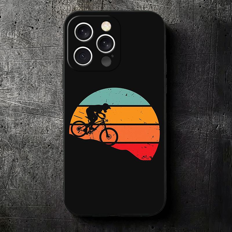 Mountain Bike Bicycle Soft Phone Case for iPhone 16 16E 17 Air 15 Pro Max 14 Plus 13 Mini 11 12 7 Black Cover Back Shell