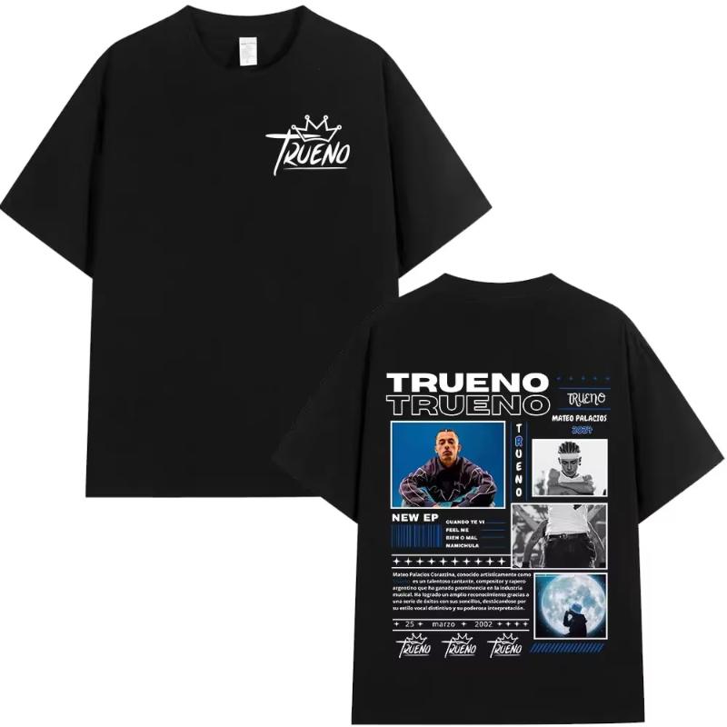 Rapper Trueno Album Tour Merch Tshirt Men Women Clothes Fashion Short Sleeve Tee Shirt Streetwear Loose Tshirts Unisex