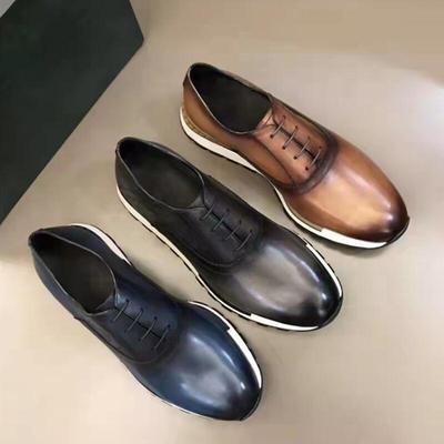 Fashion Mens Sneakers Genuine Leather Lace-Up Comfortable Daily Oxford Casual Shoes for Men Outdoor Walking Flat Footwear A33