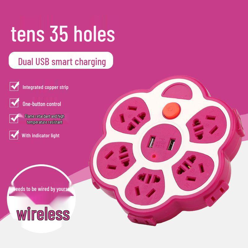 Creative USB Multi-Hole Power Strip with Anti-Leakage Socket for Dorm & Home