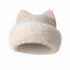 Plush Cat Ear Beanie Warm Pullover Hat Casual Knitted Winter Cap  Winter Wear