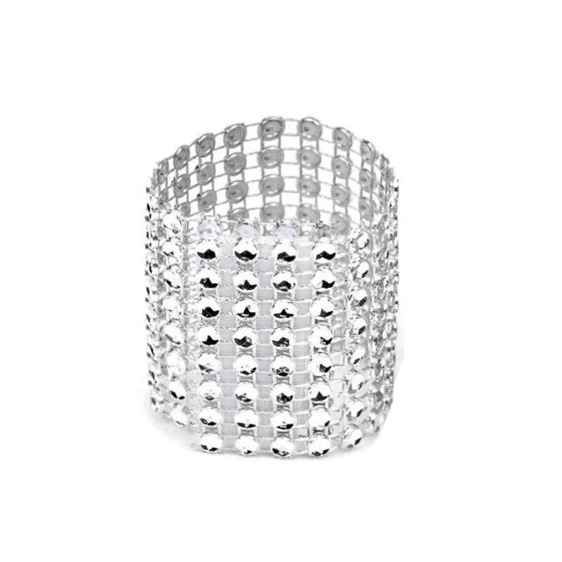 10Pcs Napkin Rings Silver Gold Rhinestone Bows Holder Ring Serviette Buckles Wedding Event Decoration Party Supplies