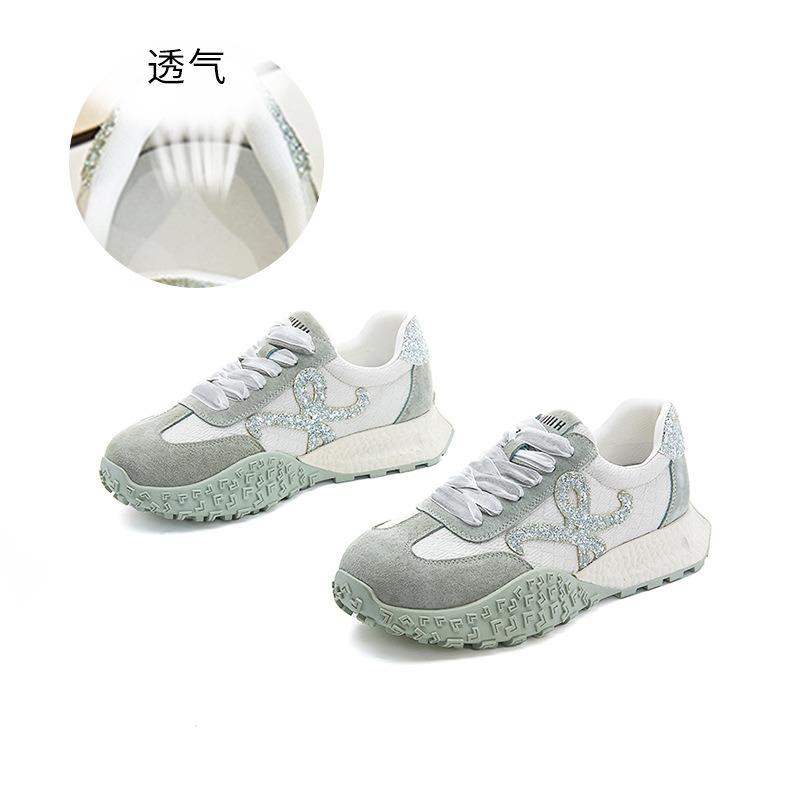 Leather women's autumn new platform sneakers casual versatile women's heightening dad shoes