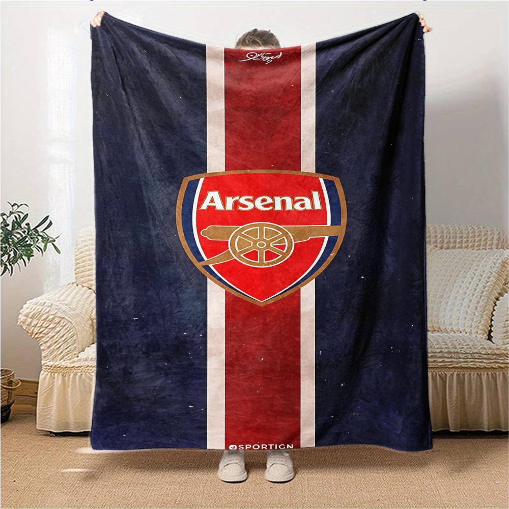 Coperte con stemma dell'Arsenal Football Club in flanella stampata, traspiranti, calde, da divano per casa, ufficio, copriletti 0708a25