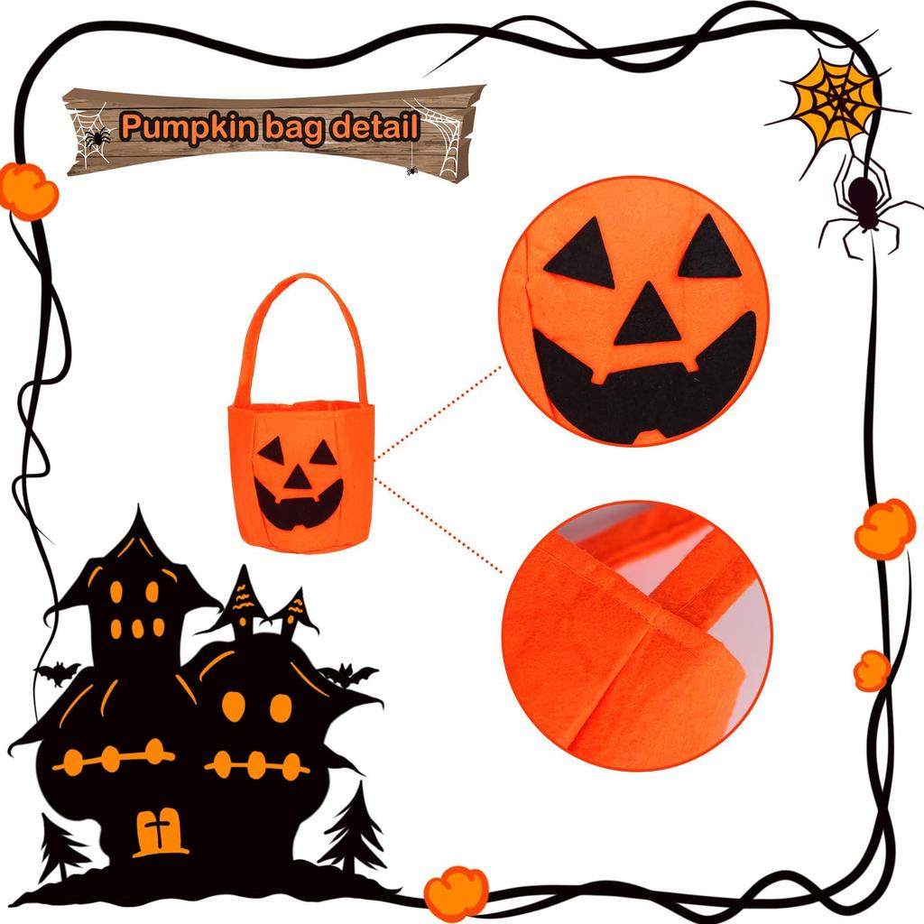 Moerstar Halloween Witch Costume Set, 3-Piece Set for Kids, Includes Cape, Hat, and Pumpkin Bag, Unisex, Perfect for Halloween, Christmas, Parties,