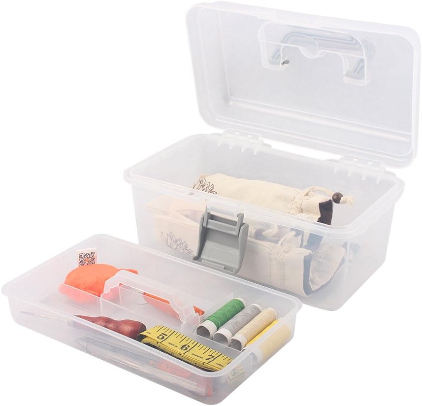Multipurpose Plastic Storage Container Box With Handle And Latch Lock Clear Gray