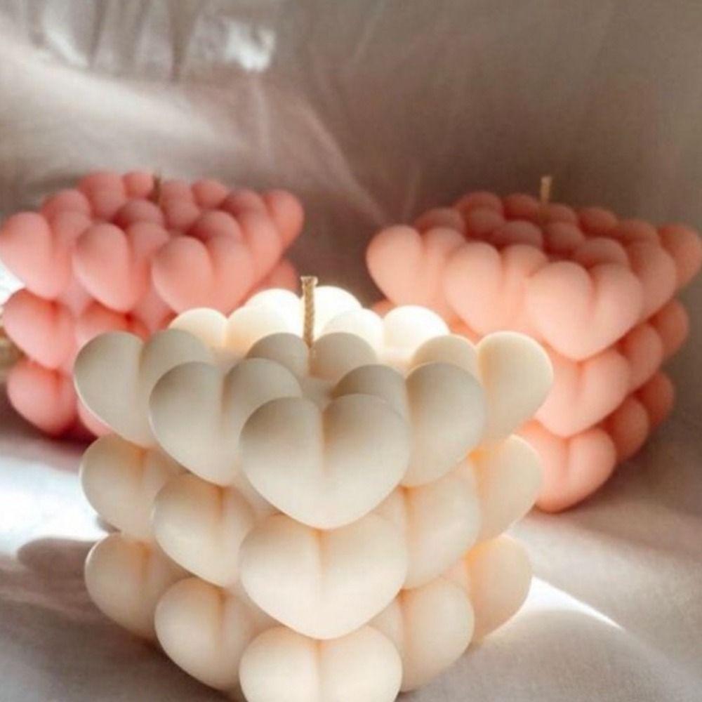 3D Love Cube Mold Heart-shaped Soap Mold DIY Candle Mould  Candle Making
