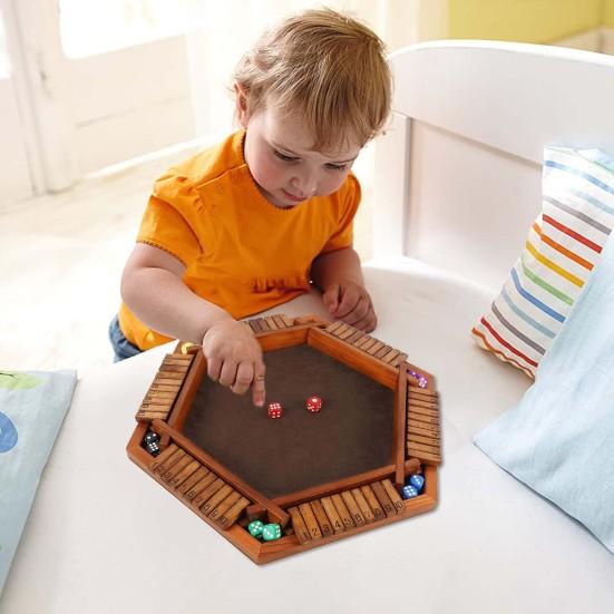Shut The Box Board Game with Dice 6-Way 1 To 6 Players Kids Adults Family Educational