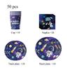 Space Astronaut Universe Spaceman Disposable Tableware Birthday Decorations Cup Plates Banners Tablecloths Outdoor Holiday Party