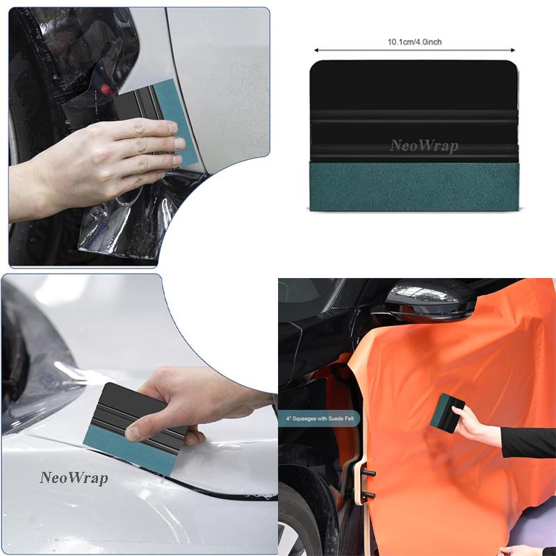 4-inch Suede Felt Squeegee Professional Scratchfree Soft Wet Dry Suede Felt Edge Scraper Vinyl Window Headlight Tint Squeegee