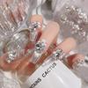 24 Pcs Long Press On Nails With Diamond Pearl Glitter Design Reusable Acrylic Artificial Nail Tips Set