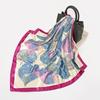 Square Silk Scarves Women Hijab Shawl Leaves Print Kerchief Femme Head Scarf Foulard Bandana Beach Pareo Imitation Silk 90*90Cm