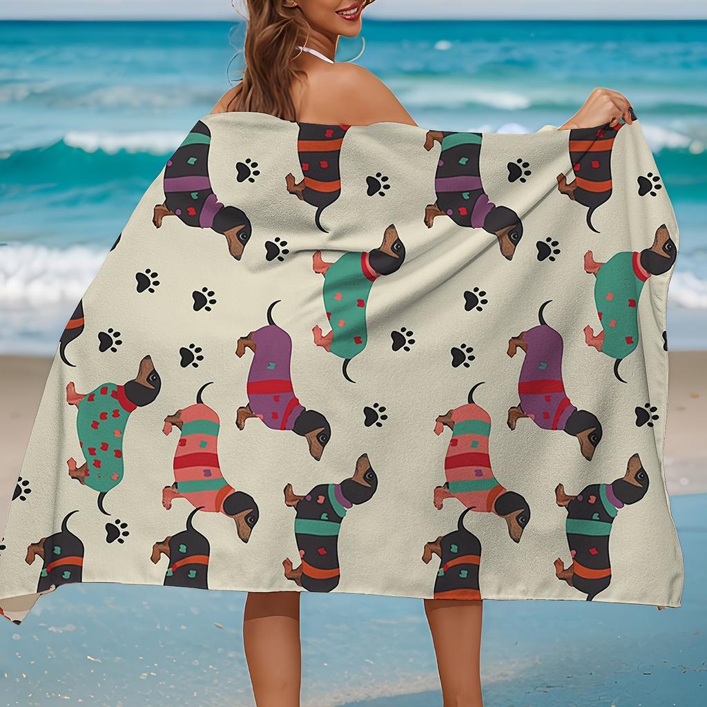 1pz Vivace Modello Cane - Asciugamano Rettangolare Grande - Asciugamano da Spiaggia Leggero Traspirante ad Asciugatura Rapida - Asciugamano da Bagno Super Assorbente
