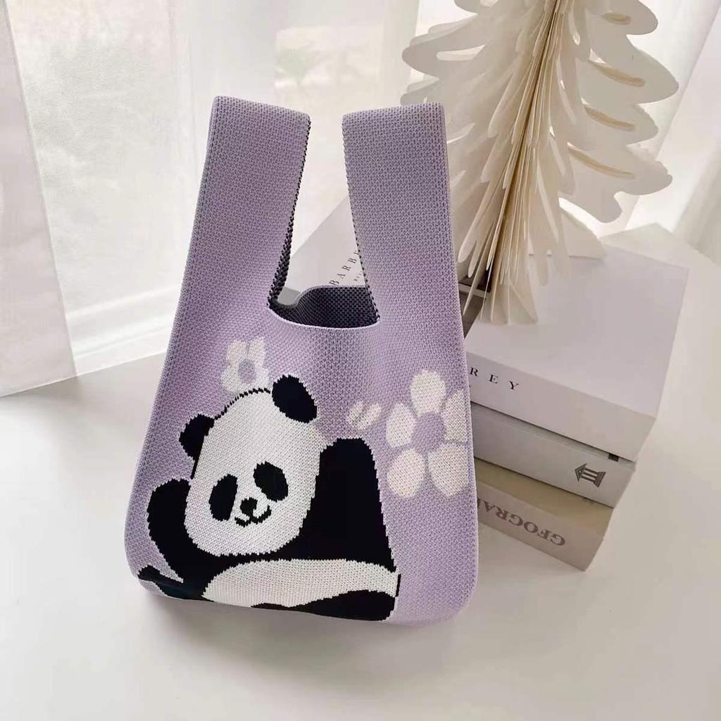 Gestrickte Handtasche im chinesischen Stil mit Riesenpanda – süße, gewebte Souvenir-Geschenktasche