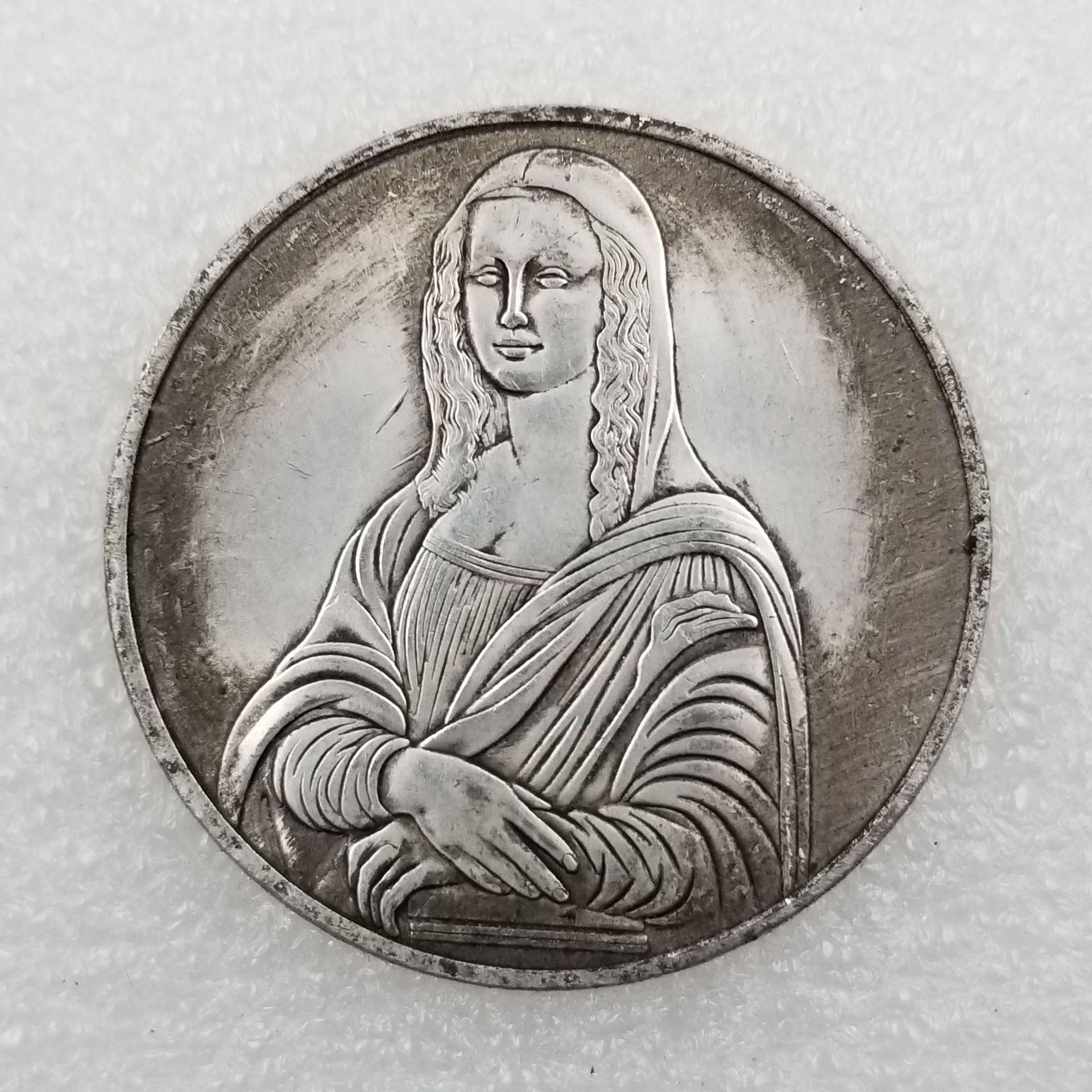 Antique Italian Brass & Silver Mona Lisa Coin #0137