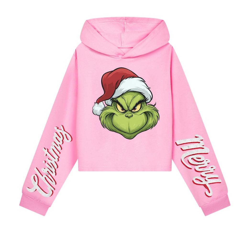 Kids' Casual Fashion Christmas Printed Long Sleeve Hooded Sweatshirt (No Drawstring)